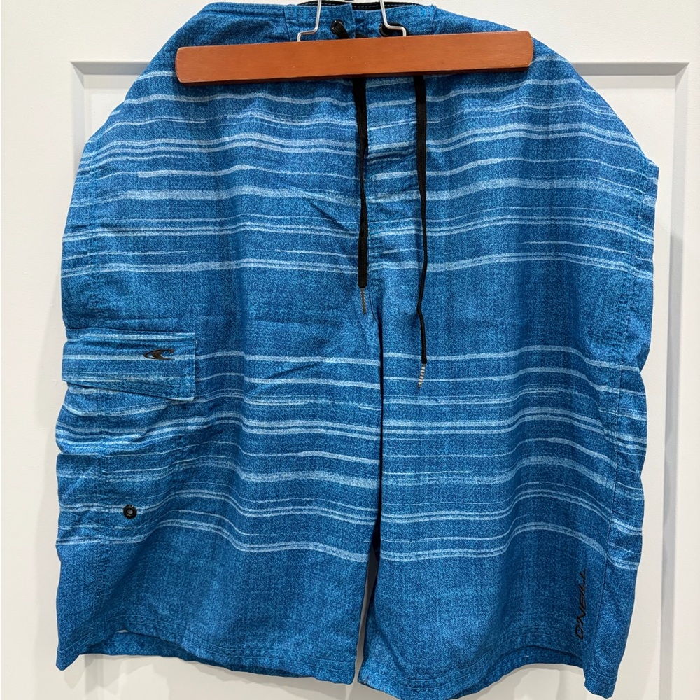 O'Neill Blue and White Striped Board Shorts